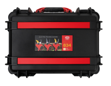 FELCO 834V elektrische Astschere Koffer Frontalansicht